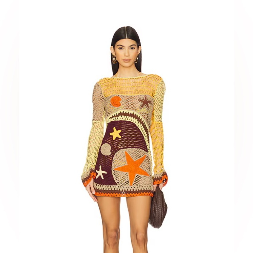 Leslie Amon Dream Colorful Crochet Knit Dress